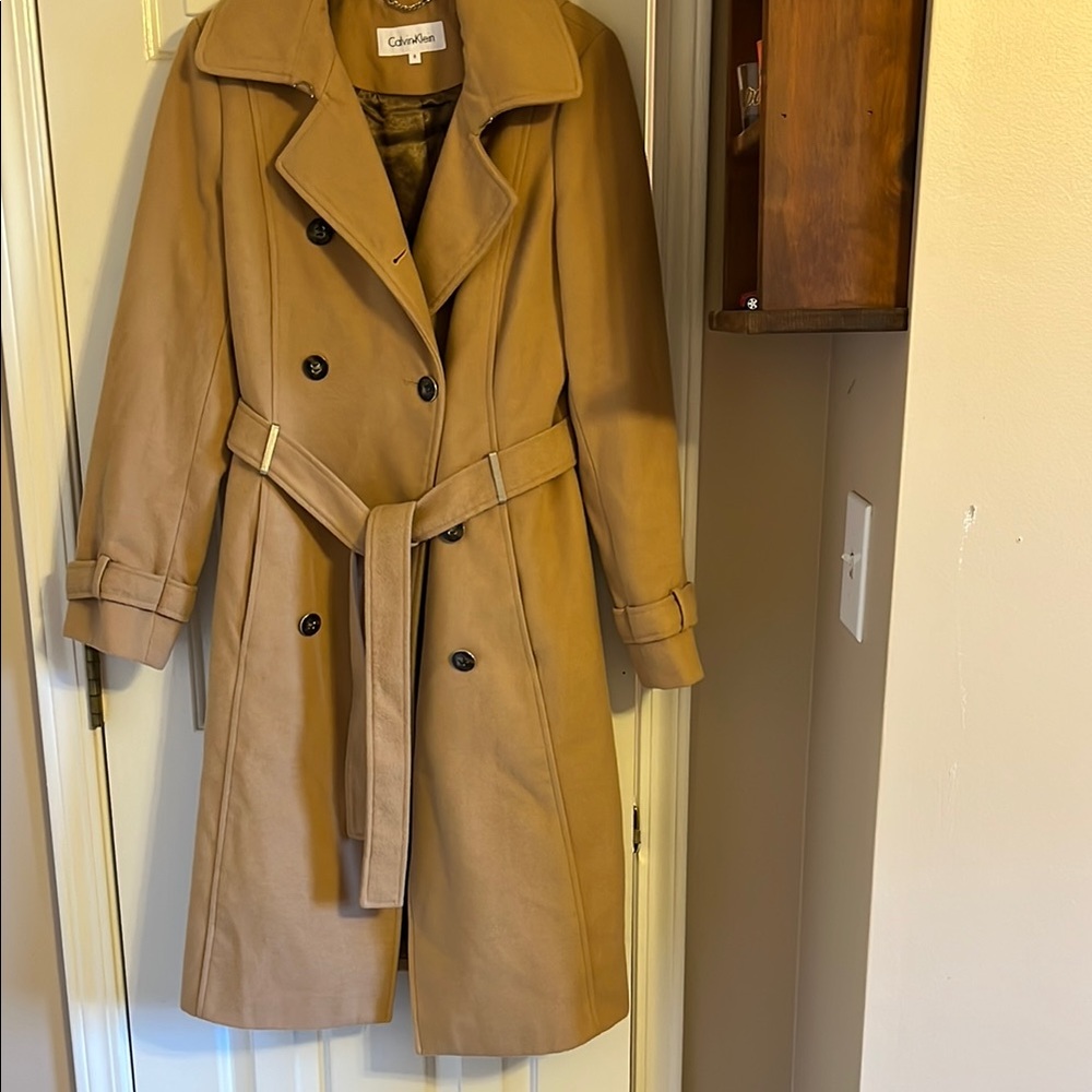 Calvin Klein Tan Trench Coat Classic Style